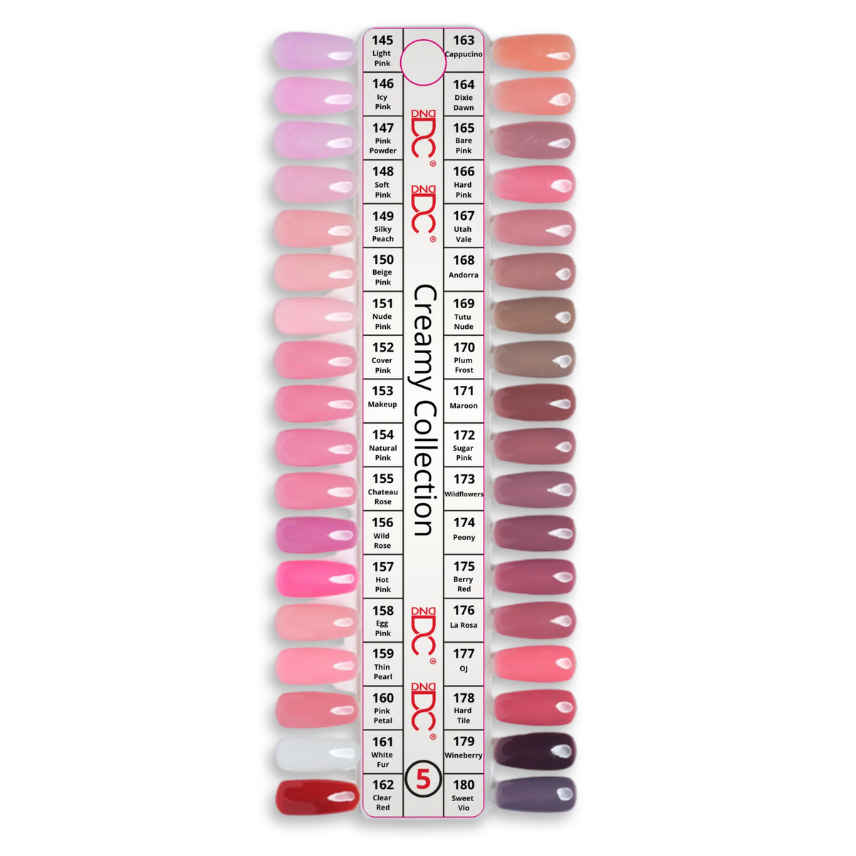 DC Creamy Collection colour swatch reference card, page 5, paired colour chips