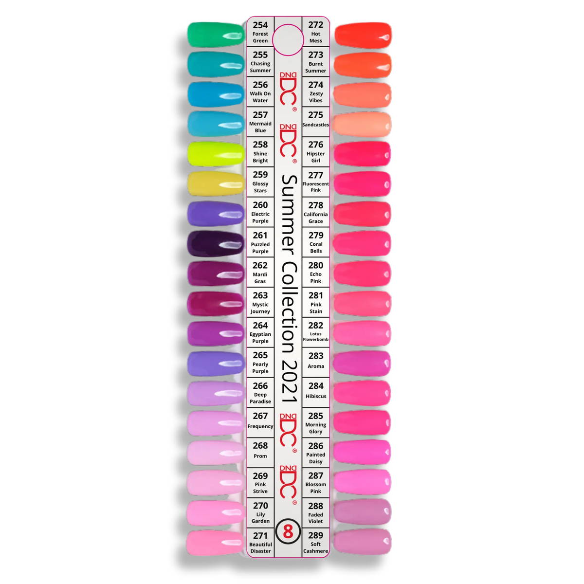 DC Summer 2021 Collection colour swatch reference card, page 8, paired colour chips