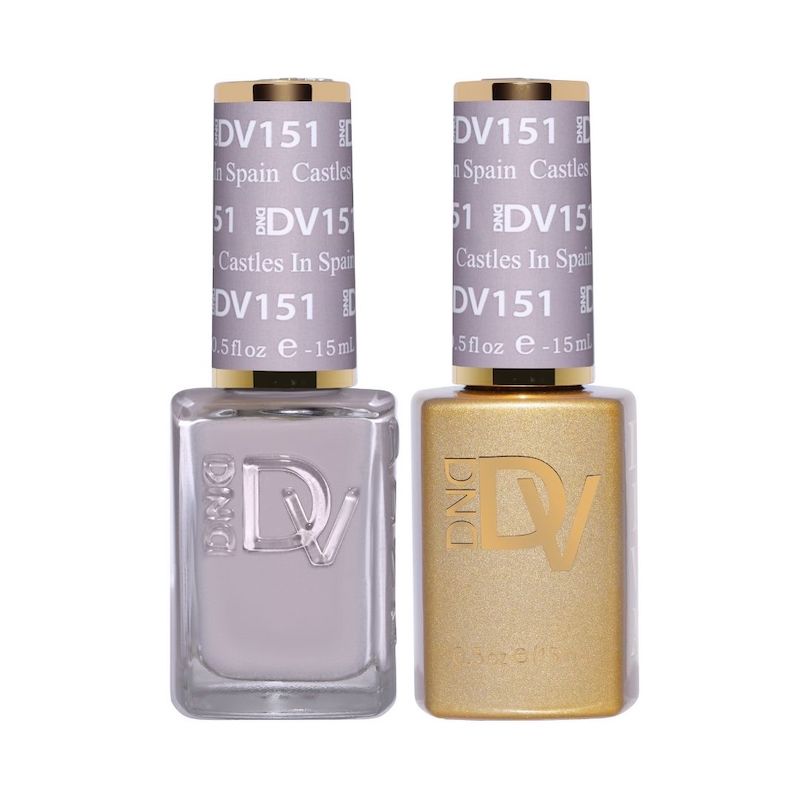 DND #151 Castles In Spain gel and lacquer duo bottles in dusty lavender-gray