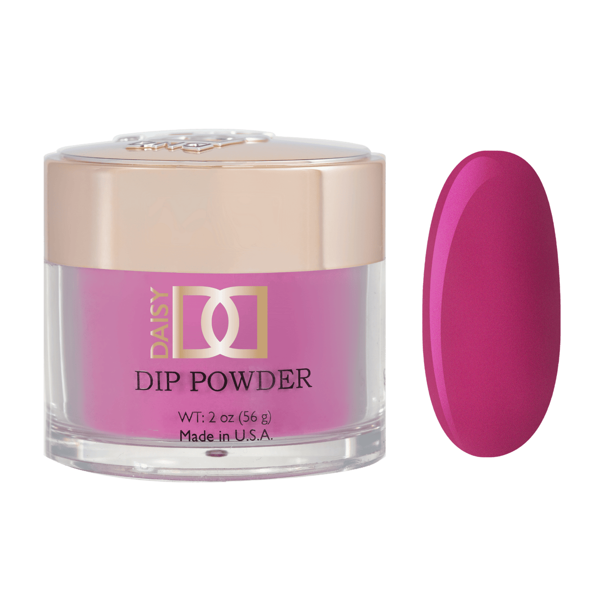 DND Daisy Dip Powder jar with magenta-pink powder and matching color swatch