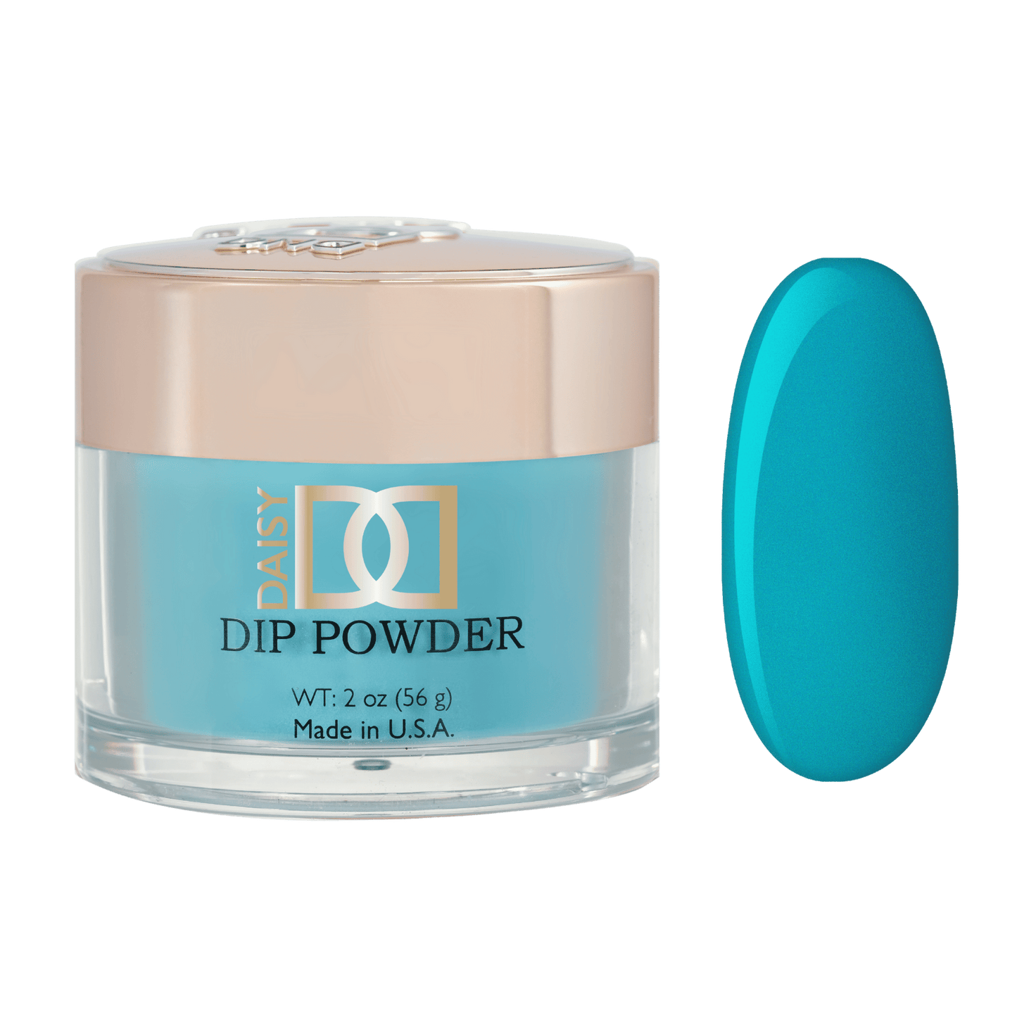 DND dip powder jar with color swatch blob in teal-turquoise
