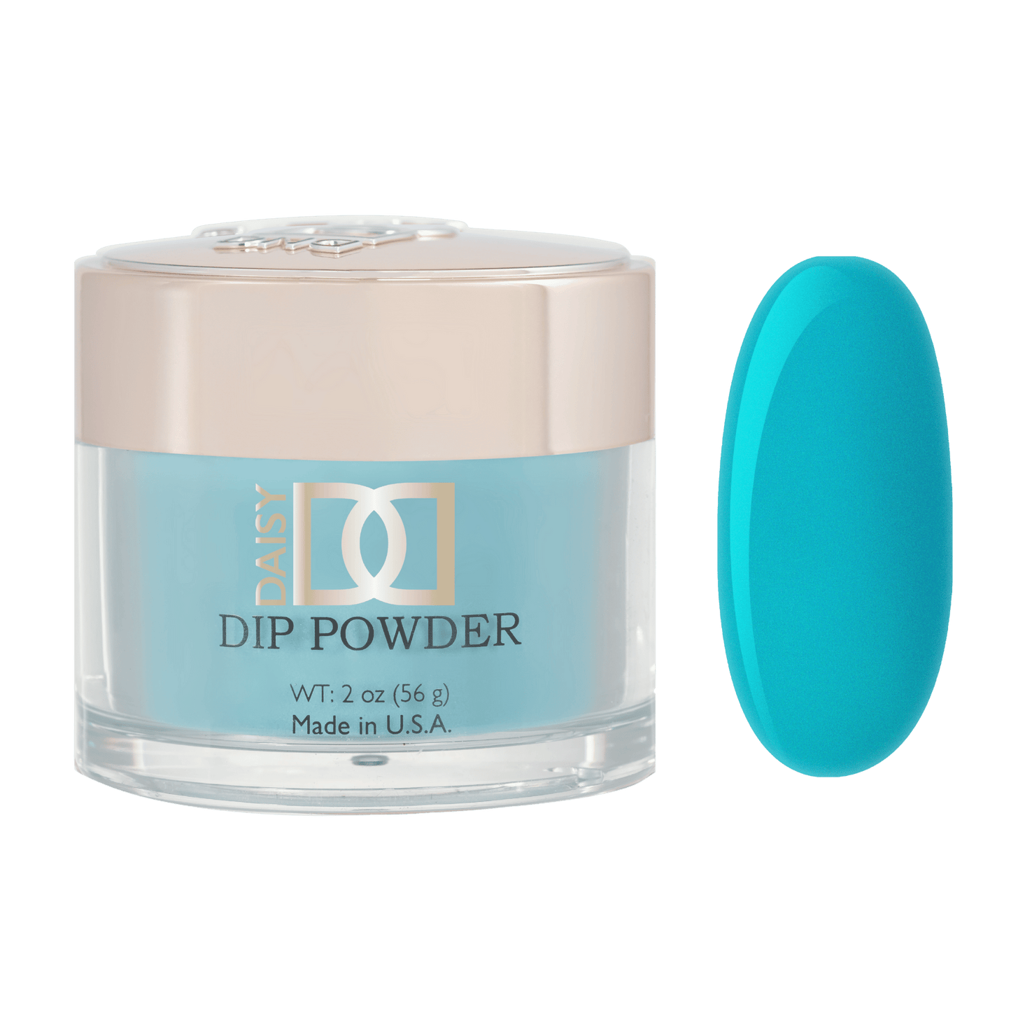DND dip powder jar with color swatch blob in light teal