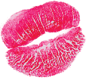 Pink lipstick kiss mark on a transparent background