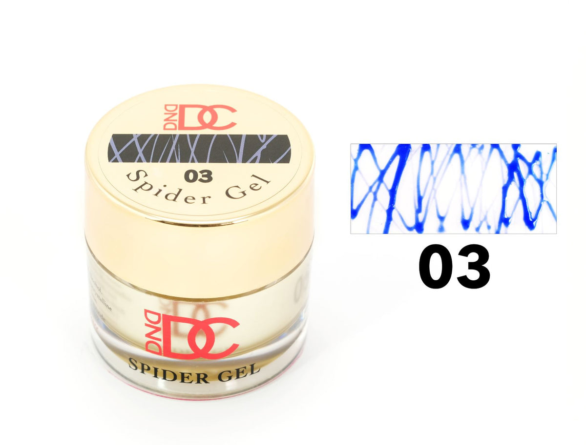 DND DC Spider Gel #03 jar with blue thread swatch
