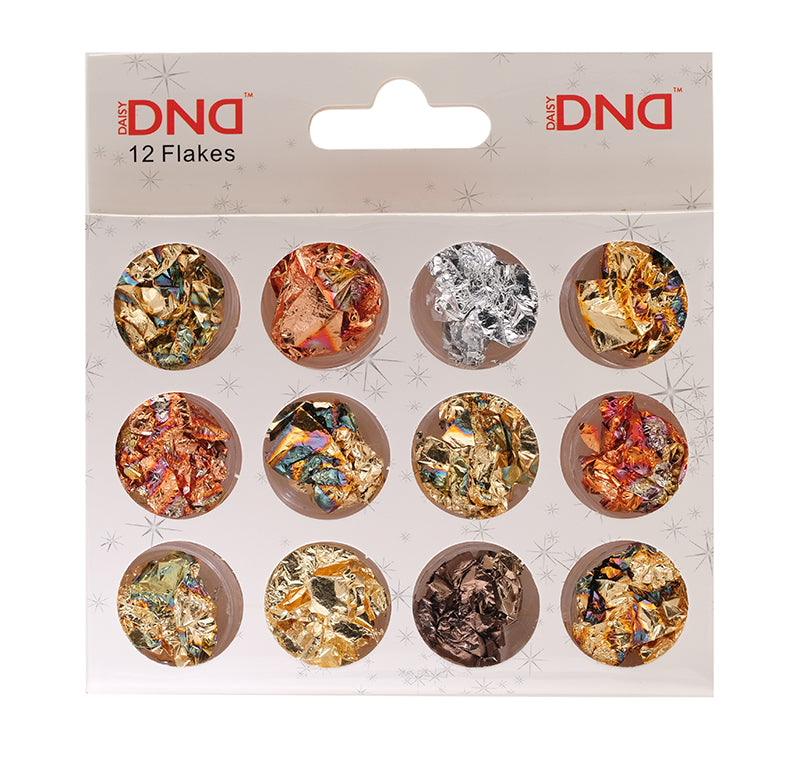 Gold Multi-Color Foil Flakes Nail Design