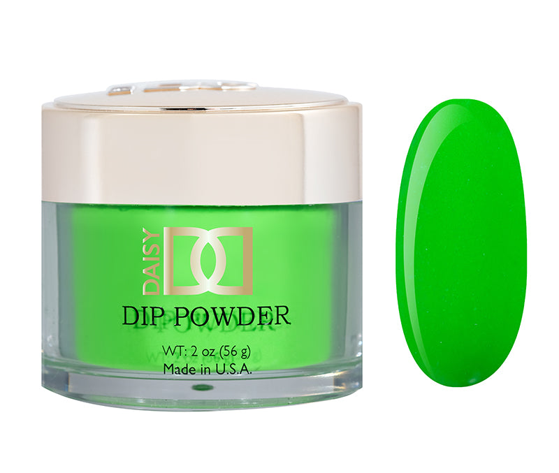 DND Dap Dip Powder #435 jar with green glitter powder and color chip