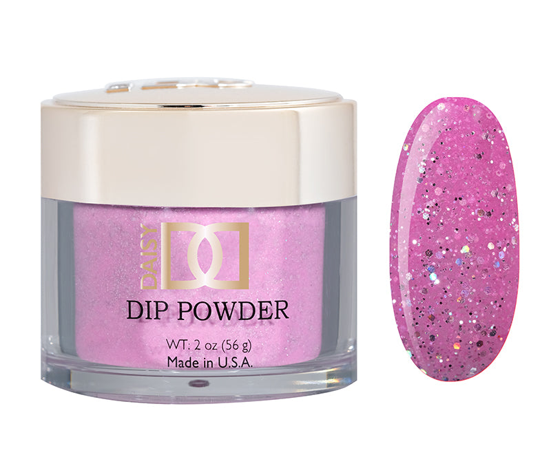 DND Dap Dip Powder #461 jar with purple glitter powder and color chip