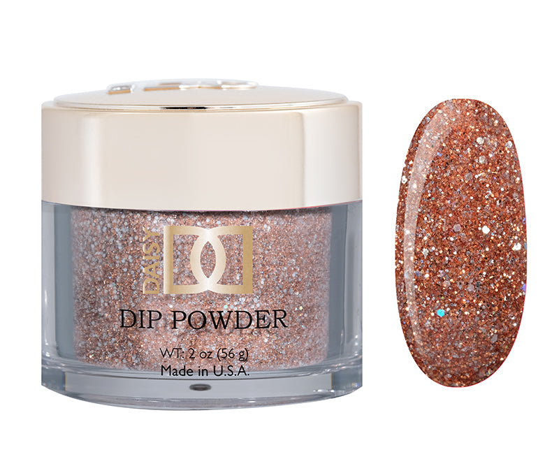 DND Dap Dip Powder #462 jar with rose gold glitter powder and color chip