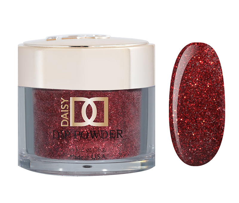 DND Dap Dip Powder #463 jar with dark red glitter powder and color chip