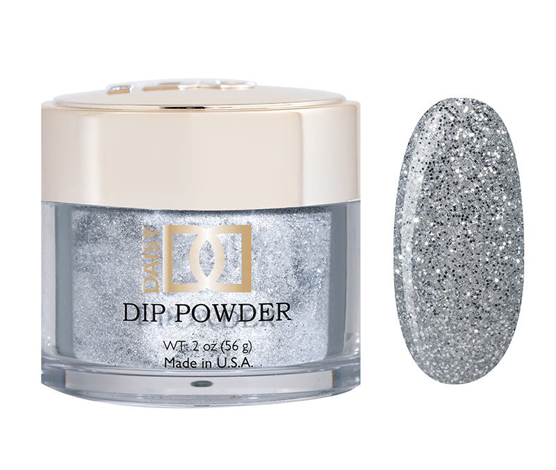 DND Dap Dip Powder #464 jar with silver glitter powder and color chip