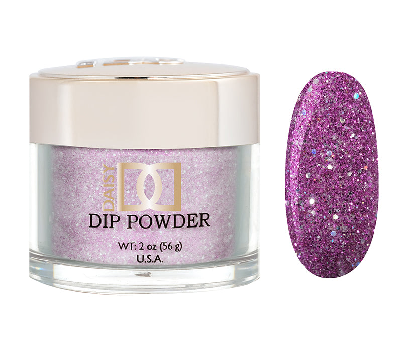 DND Dap Dip Powder #466 jar with purple lilac glitter powder and color chip