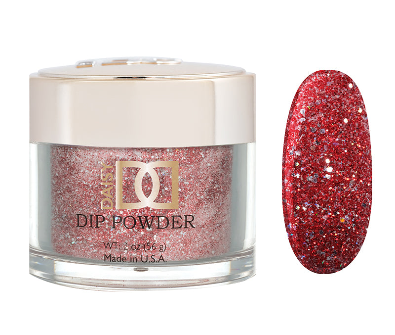 DND Dap Dip Powder #470 jar with red-orange glitter powder and color chip