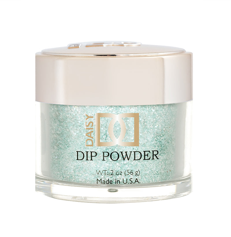 DND Dap Dip Powder #513 jar with teal mint glitter powder