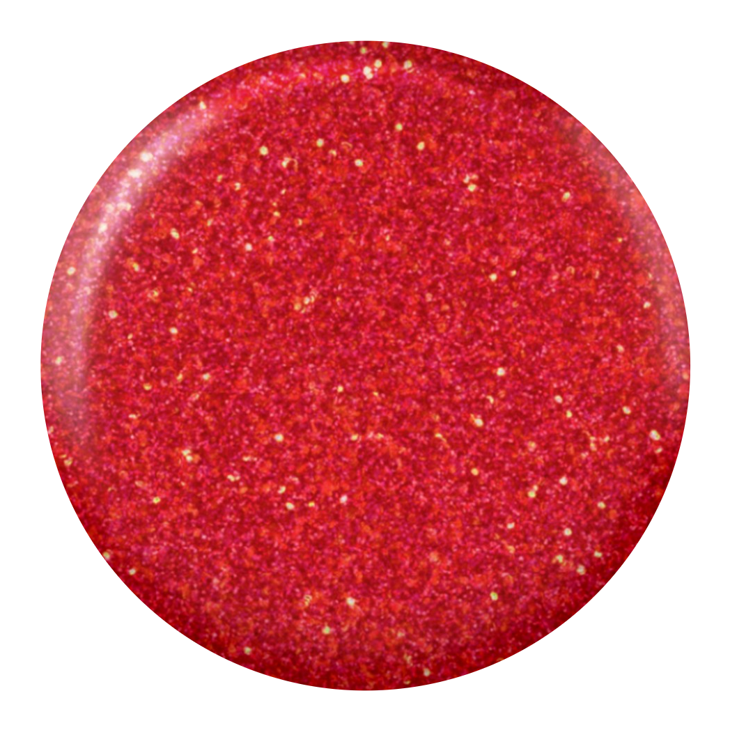 Dot swatch of DC #226 Vivid Red gel polish in red glitter