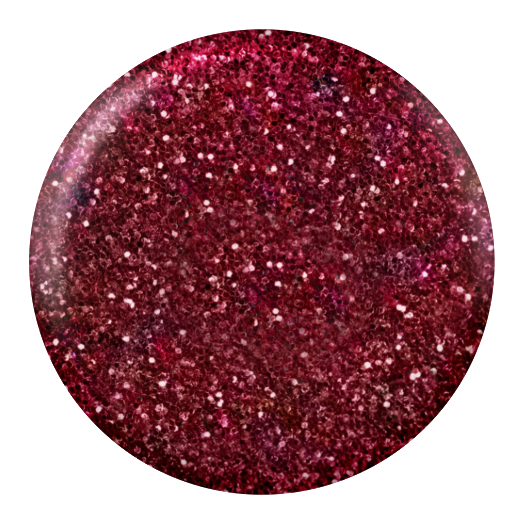 Dot swatch of DC #232 Maroon gel polish in dark red glitter