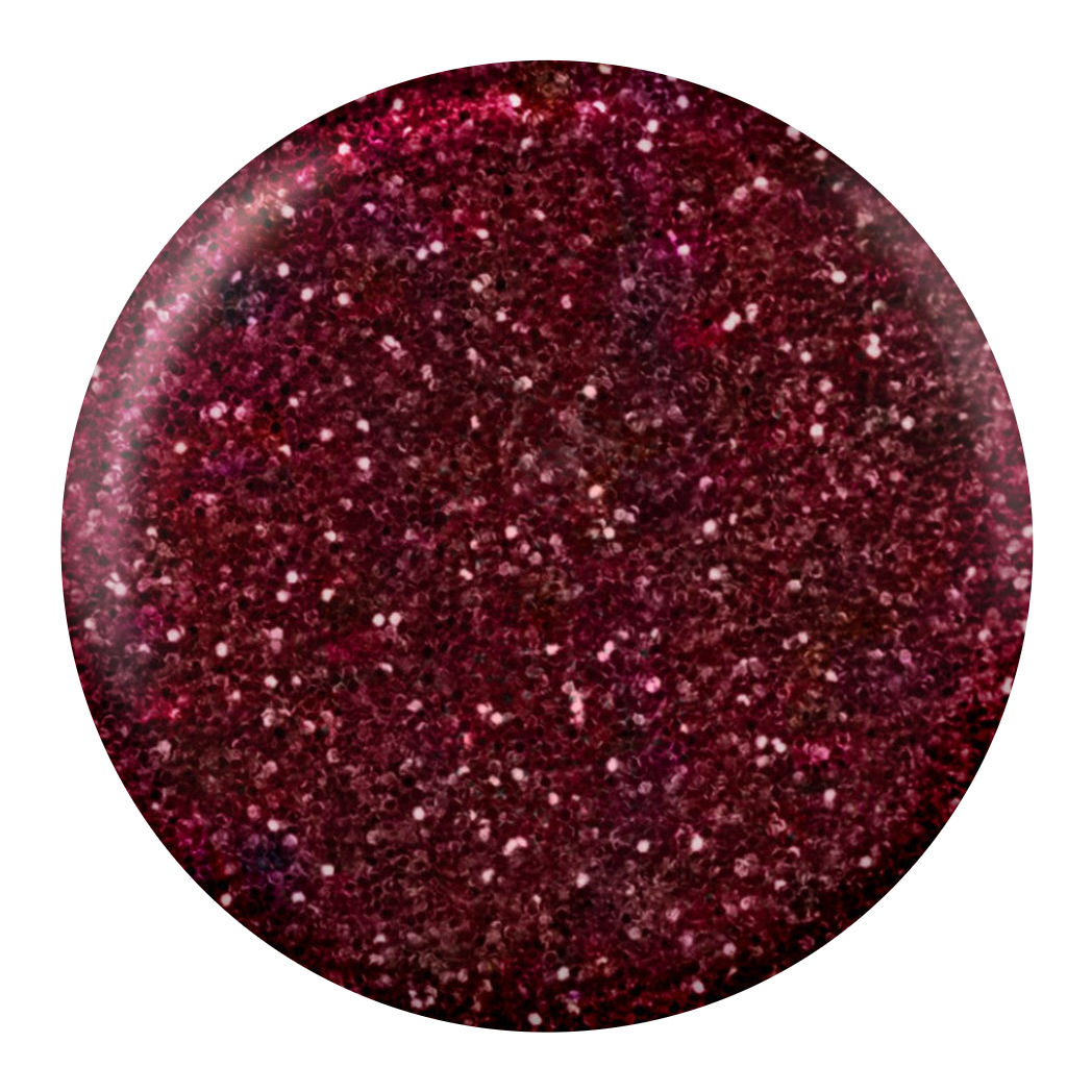 Dot swatch of DC #234 Velvet gel polish in dark maroon red glitter