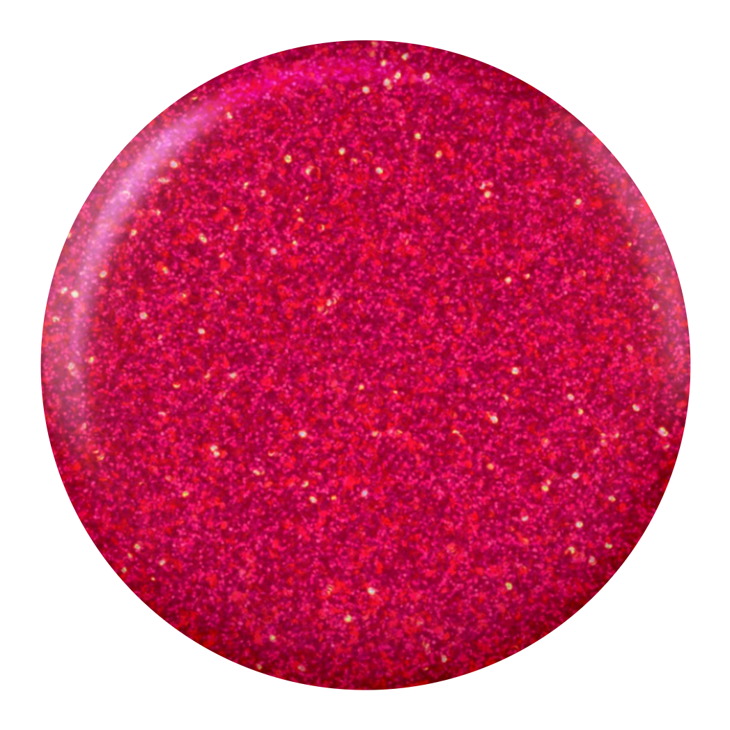 Dot swatch of DC #246 Coral gel polish in magenta pink glitter