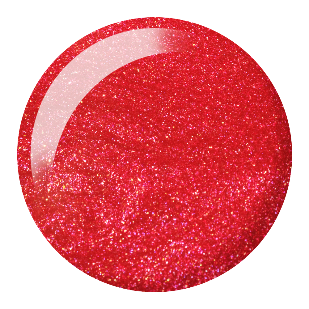 Dot swatch of DC #224 Scarlet gel polish in glittery red