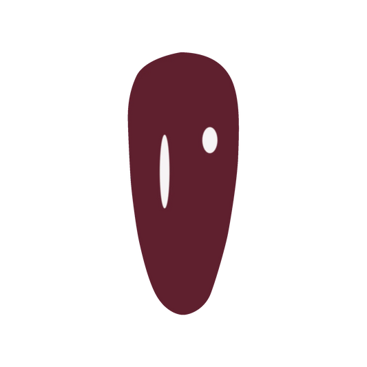 Round swatch of DC Jelly Vineyard showing a deep cinnamon red color with a purple flush