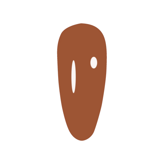 Round swatch of DC Jelly Caramel burnt-honey orange-brown jelly nail polish color