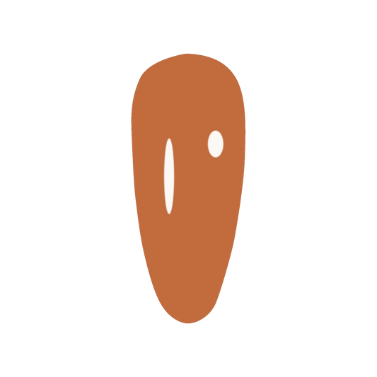 Round swatch of DC Jelly Terracotta brown-orange jelly nail polish color