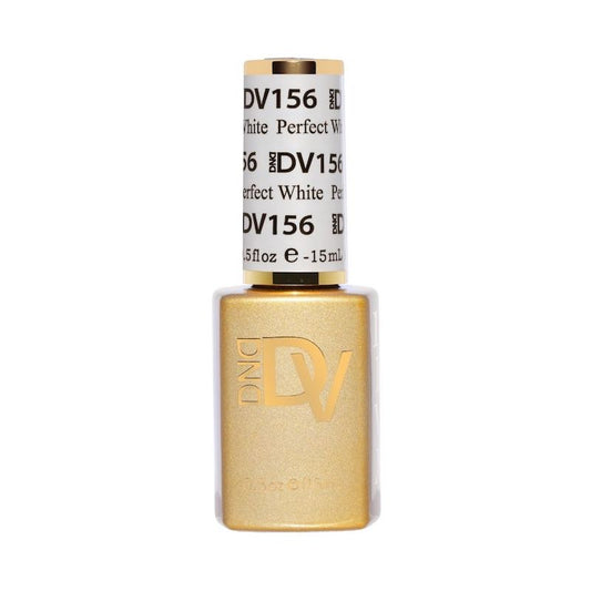 DND #156 Perfect White gel polish bottle in solid white, gold cap