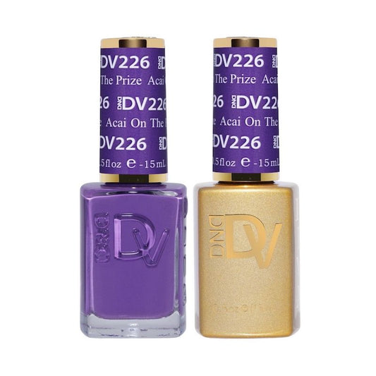 DND #226 Acai On The Prize gel and lacquer duo bottles in deep plum purple