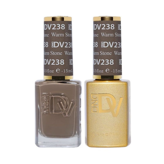 DND #238 Warm Stone gel and lacquer duo bottles in taupe brown