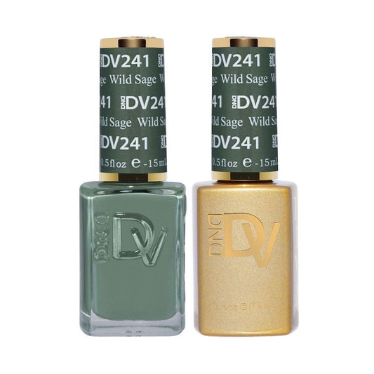 DND DIVA #241 Wild Sage gel polish and lacquer duo bottles in sage green