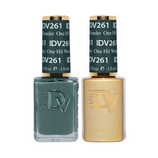 DND #261 One Hit Wonder gel and lacquer duo bottles in dark forest green