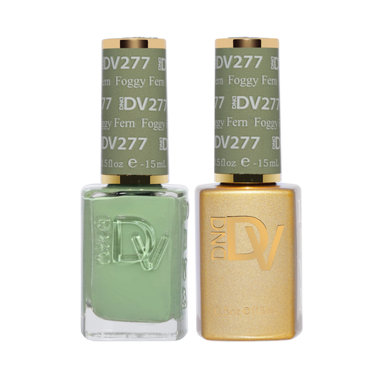 DND DV #277 Foggy Fern gel and lacquer duo bottles in sage green