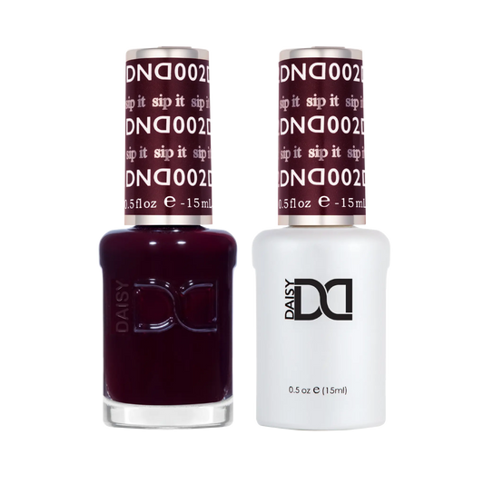 DND #006 gel and lacquer duo bottles in dark plum