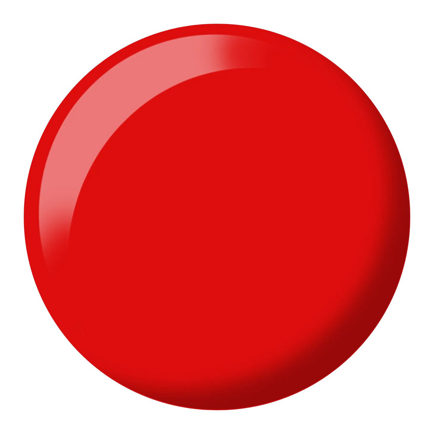 Round red nail polish color swatch, DND Sear It #003