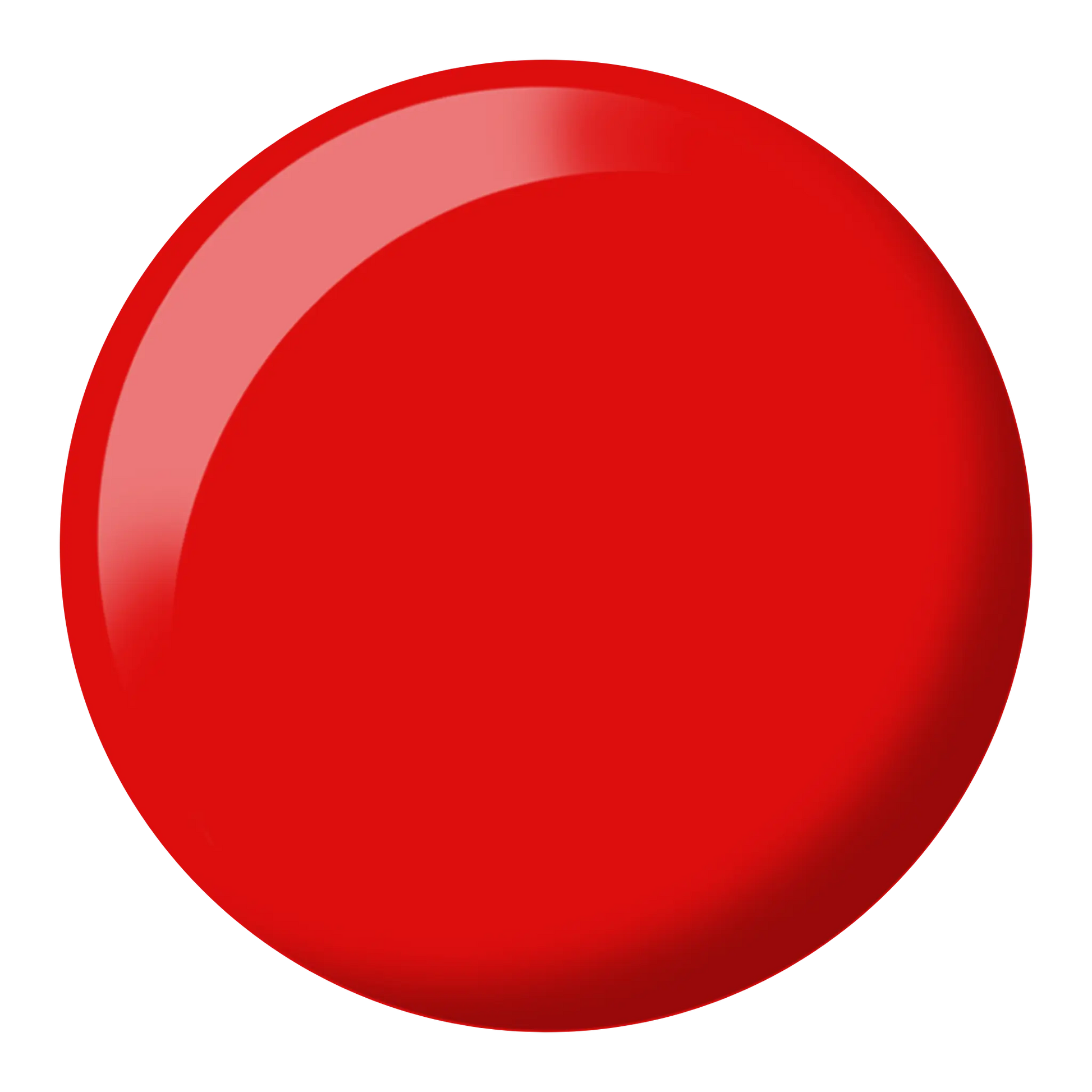 Round red nail polish color swatch, DND Sear It #003