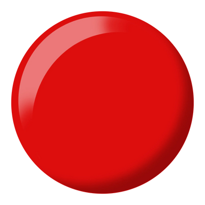 Round red nail polish color swatch, DND Sear It #003