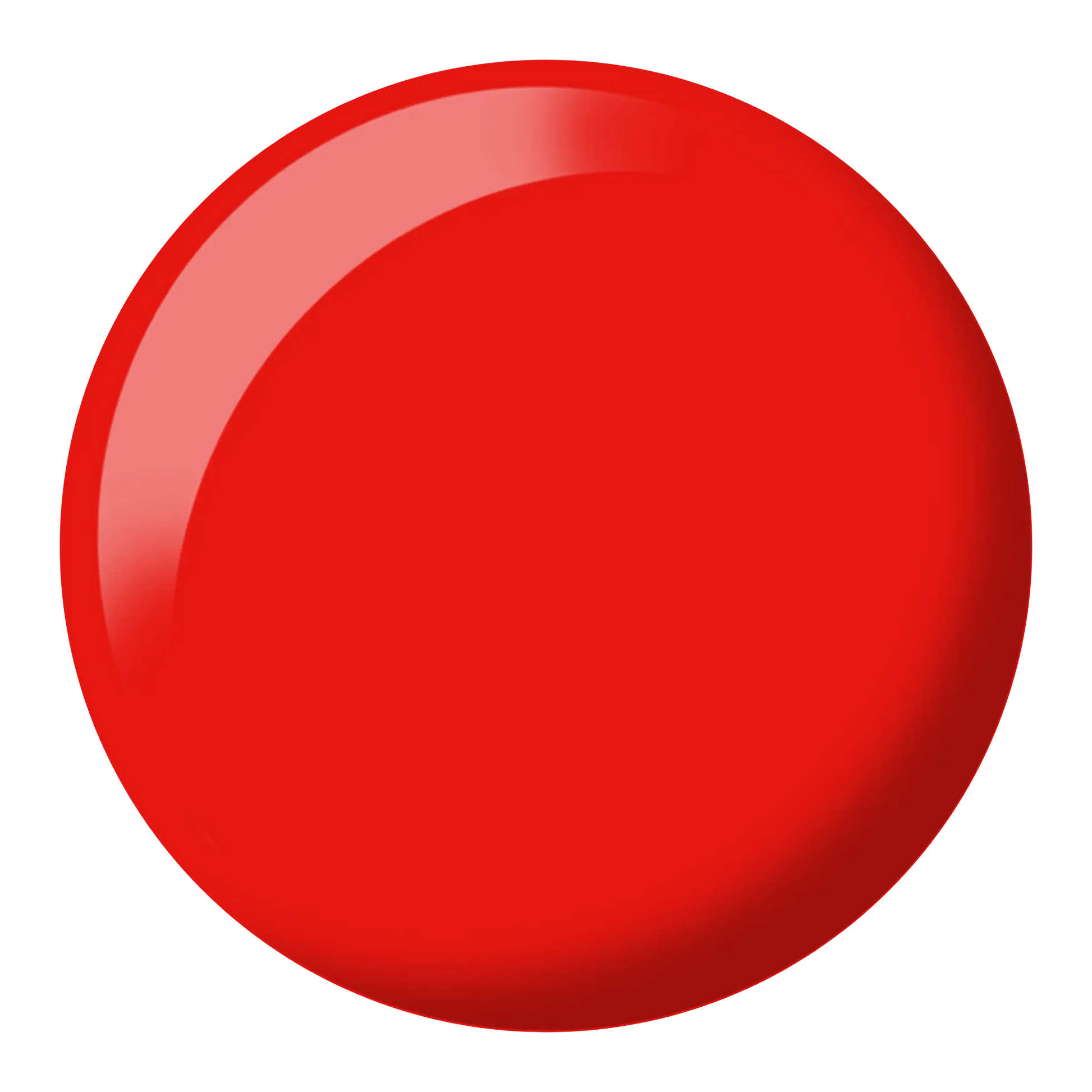 Round bright red nail polish color swatch, DND Scorching #006