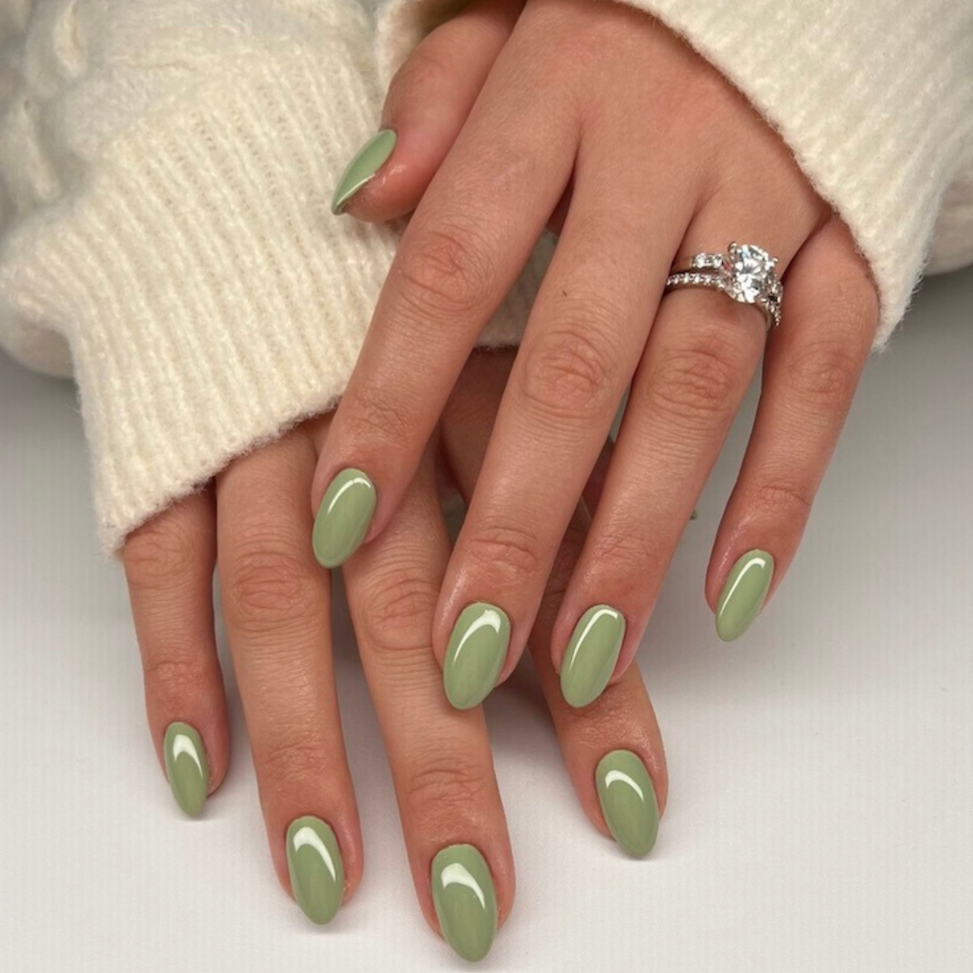 Sage Green Nails That Glow