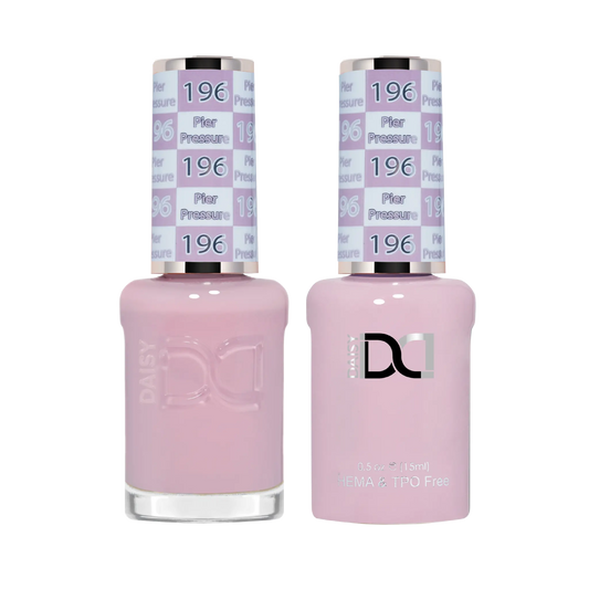 DND #196 Pier Pressure gel and lacquer duo bottles in soft pink