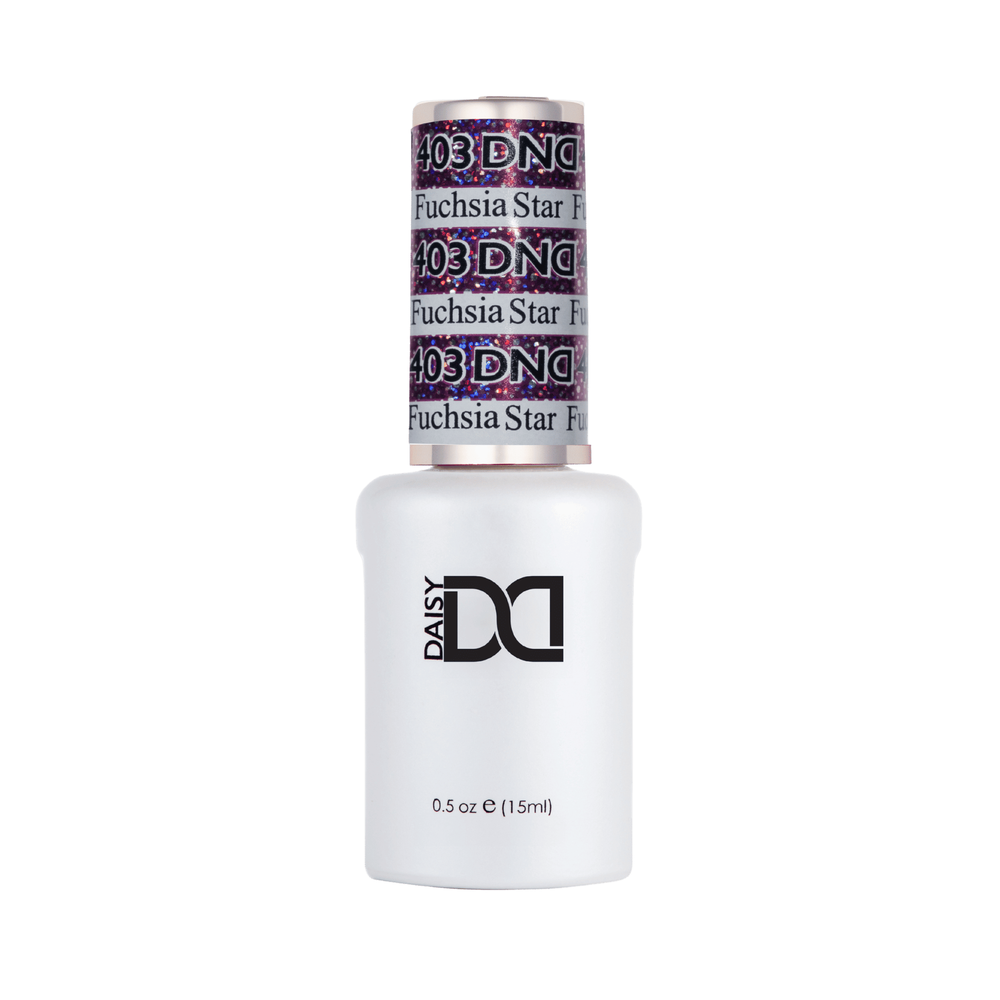 Gel polish in a white bottle for Fuchsia Star 