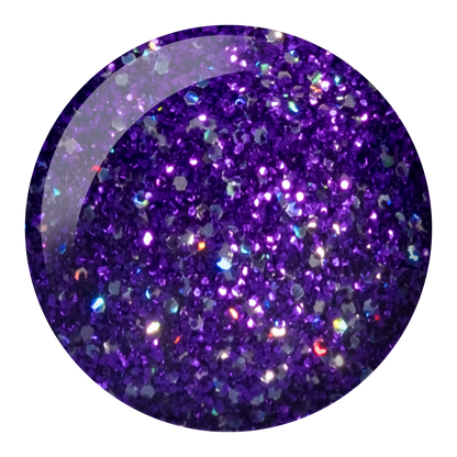 Round swatch of Lush Lilac Star showing a purple glitter with specks of silver holo