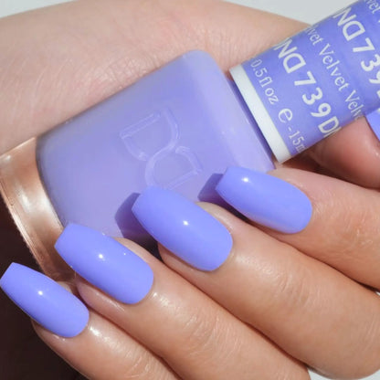 Glossy periwinkle lavender nail design on medium coffin nails