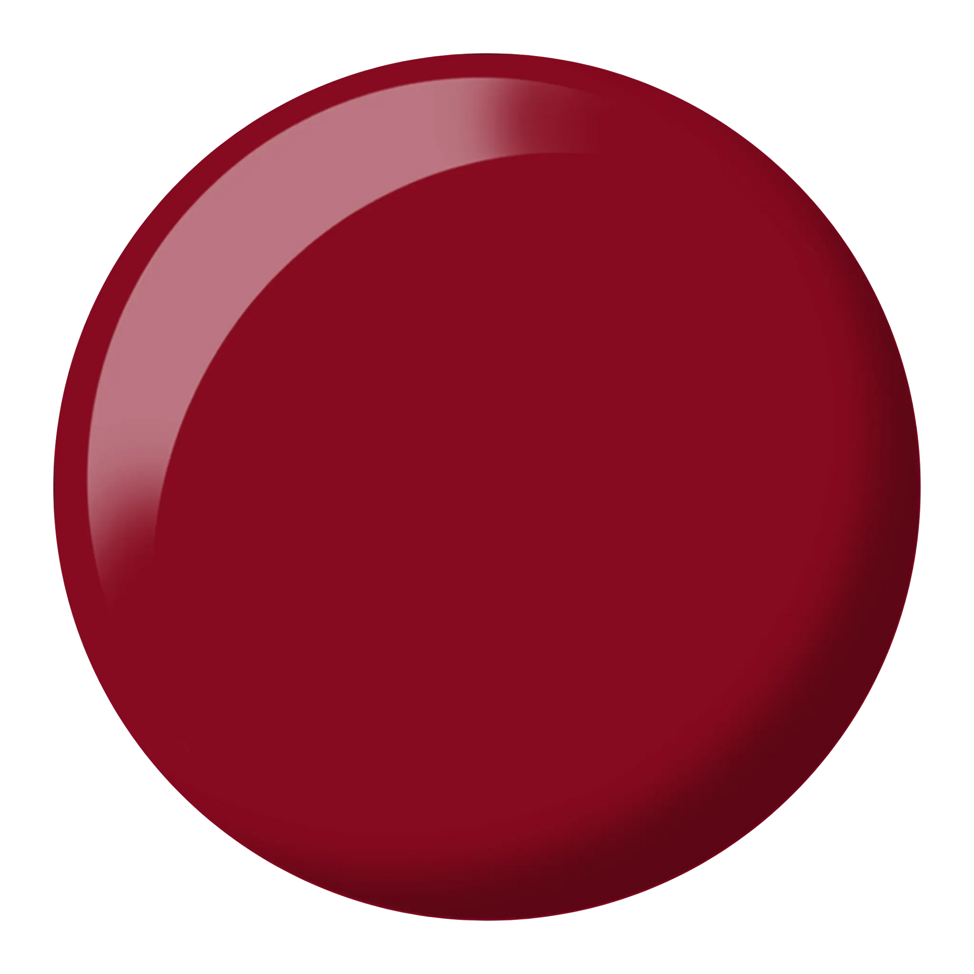 Round swatch of Scarlet Red showing a deep red burgundy garnet color