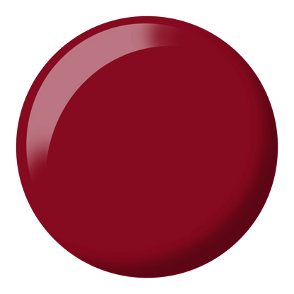 Round swatch of Scarlet Red showing a deep red burgundy garnet color