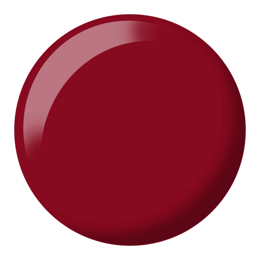 Round swatch of Scarlet Red showing a deep red burgundy garnet color