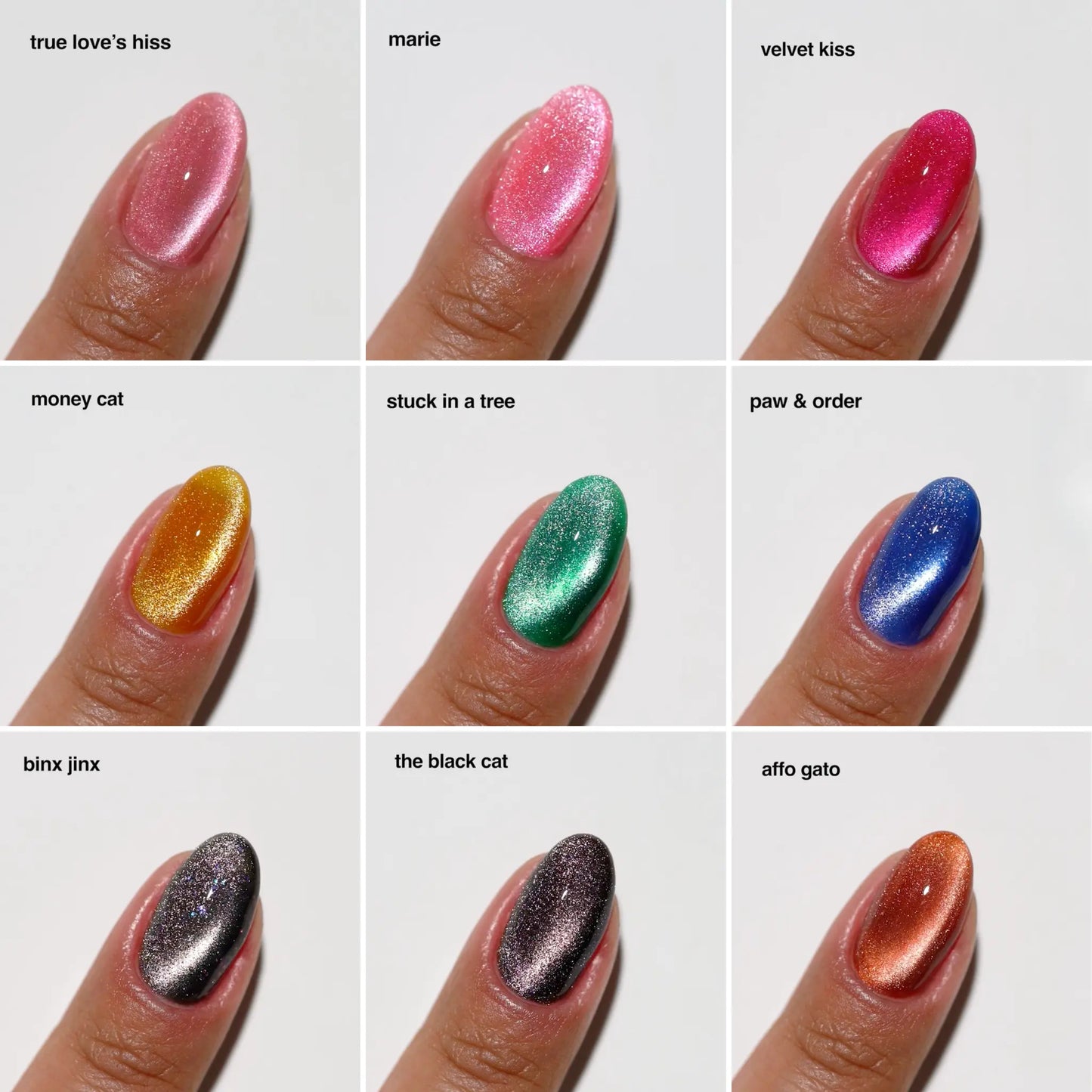 DND 9D Cat Eye Velvet Jungle Collection Swatch Board