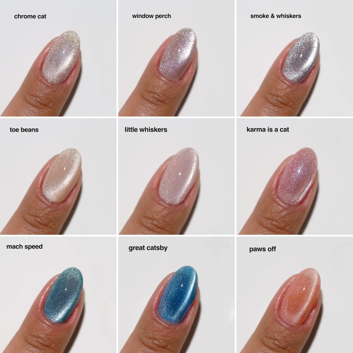 DND 9D Cat Eye Velvet Jungle Collection Swatch Board