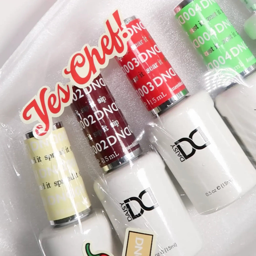 Group of DND Yes Chef collection gel polish bottles