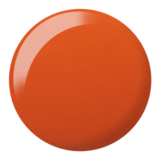 Dot swatch of DND #819 Guilty Pleasure gel polish in coral orange