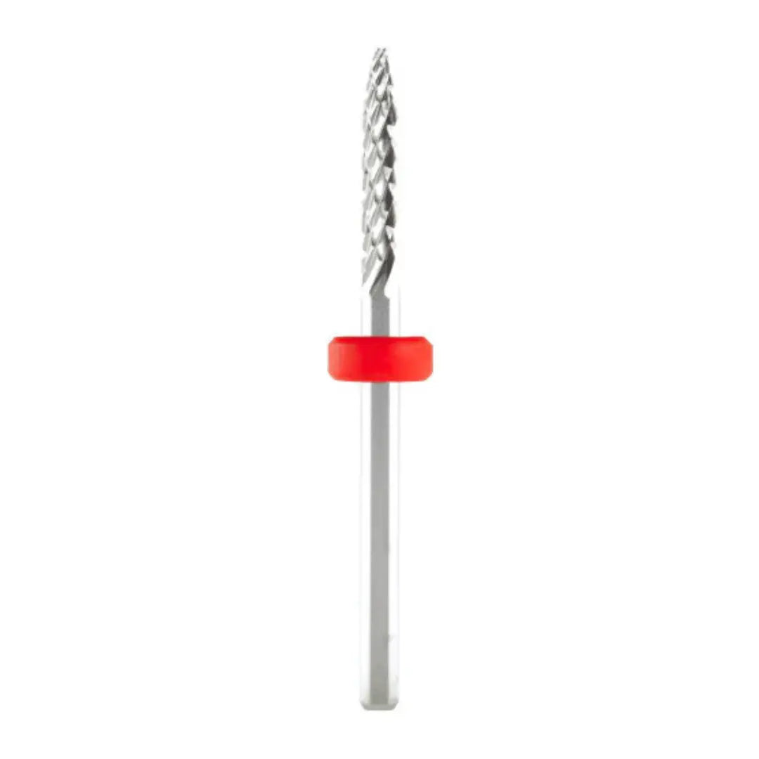 DND Under Nail Cleaner drill bit with a silver carbide tip and red grit band