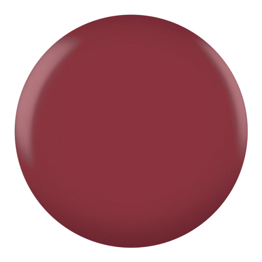 Dot swatch of DND #042 Red Cherry gel polish in dusty rose-pink